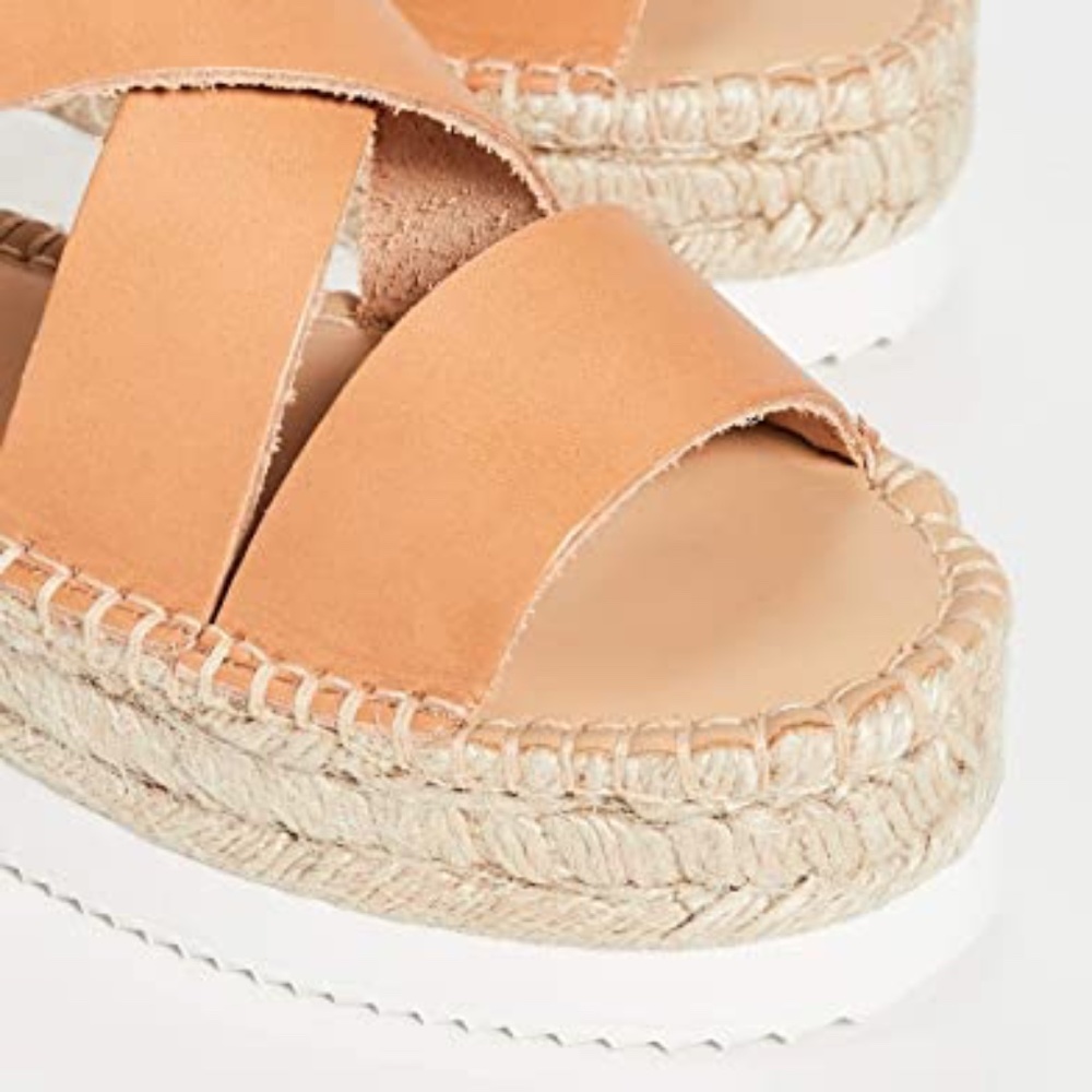 Soludos Olympia Brown Tan Leather Platform Espadrille Sandals Anthropologie 9 - Picture 5 of 12